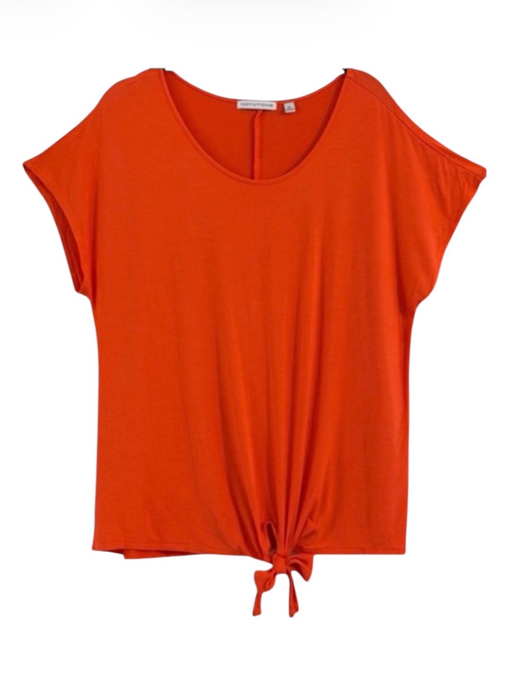 Notations Orange Dolman Cap Sleeve Tie Front Top Blouse XL